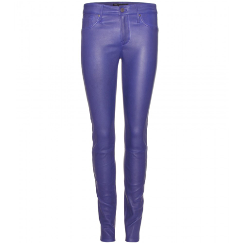 blue leather pants women