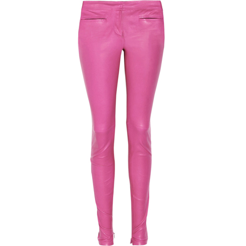 leather pink pants