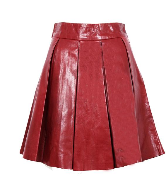 Magique Plus Size Leather Skirt - Leather4sure Pleated Leather Skirts