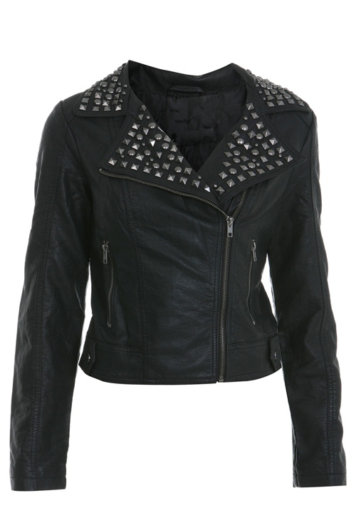 Croxwinds Studded Moto Jacket - Leather4sure Women