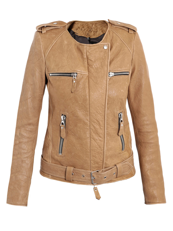 Ritze Tan Leather Jacket - Leather4sure Women
