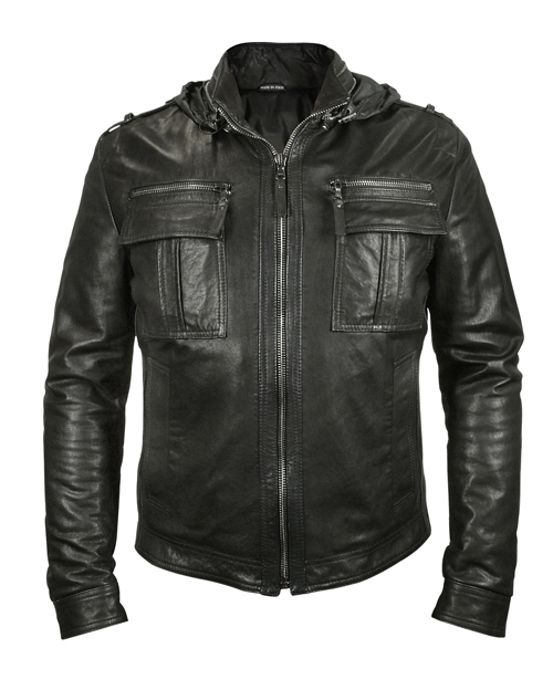Dictum Leather Hooded Jacket - Leather4sure Leather Jackets