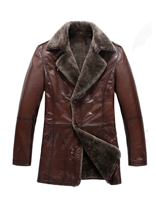 Forgez Fur Lined Men Leather Coat - Leather4sure Men
