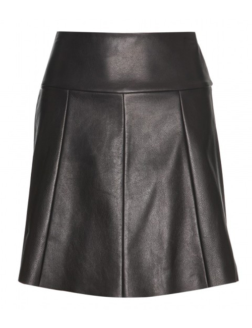 Vibtler Leather Knee Length Skirt - Leather4sure Black Leather Skirts