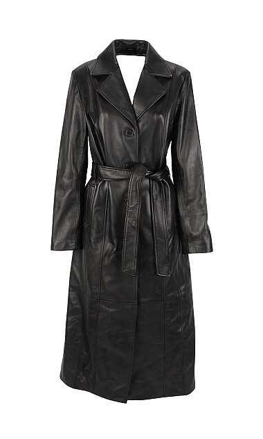 Schier Full Length Long Leather Coat - Leather4sure Women