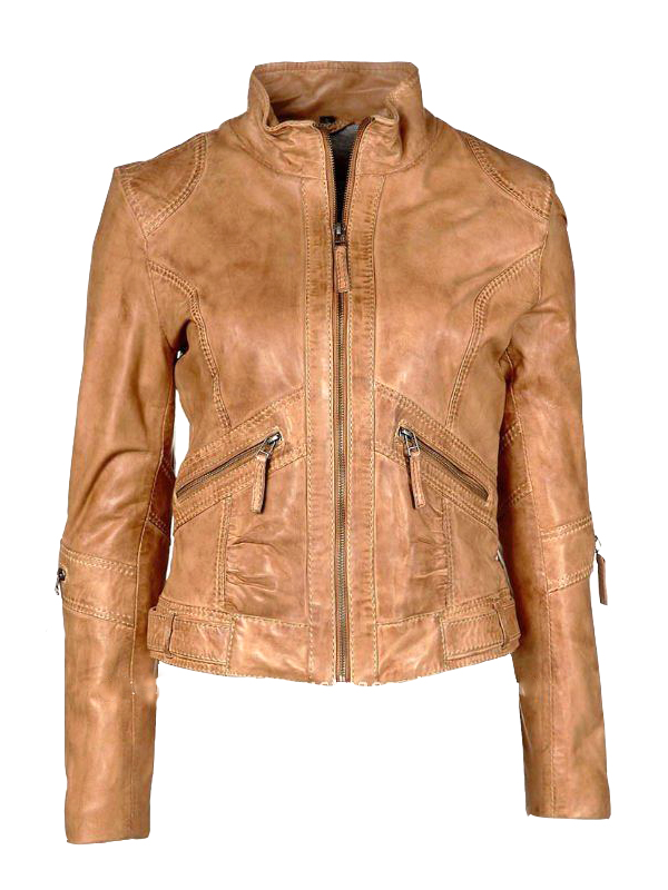 Tawni Tan Leather Jacket - Leather4sure Women